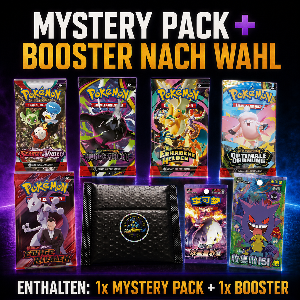 Pokémon Mystery Pack 100 Karten + 1 Booster nach Wahl – Übersicht