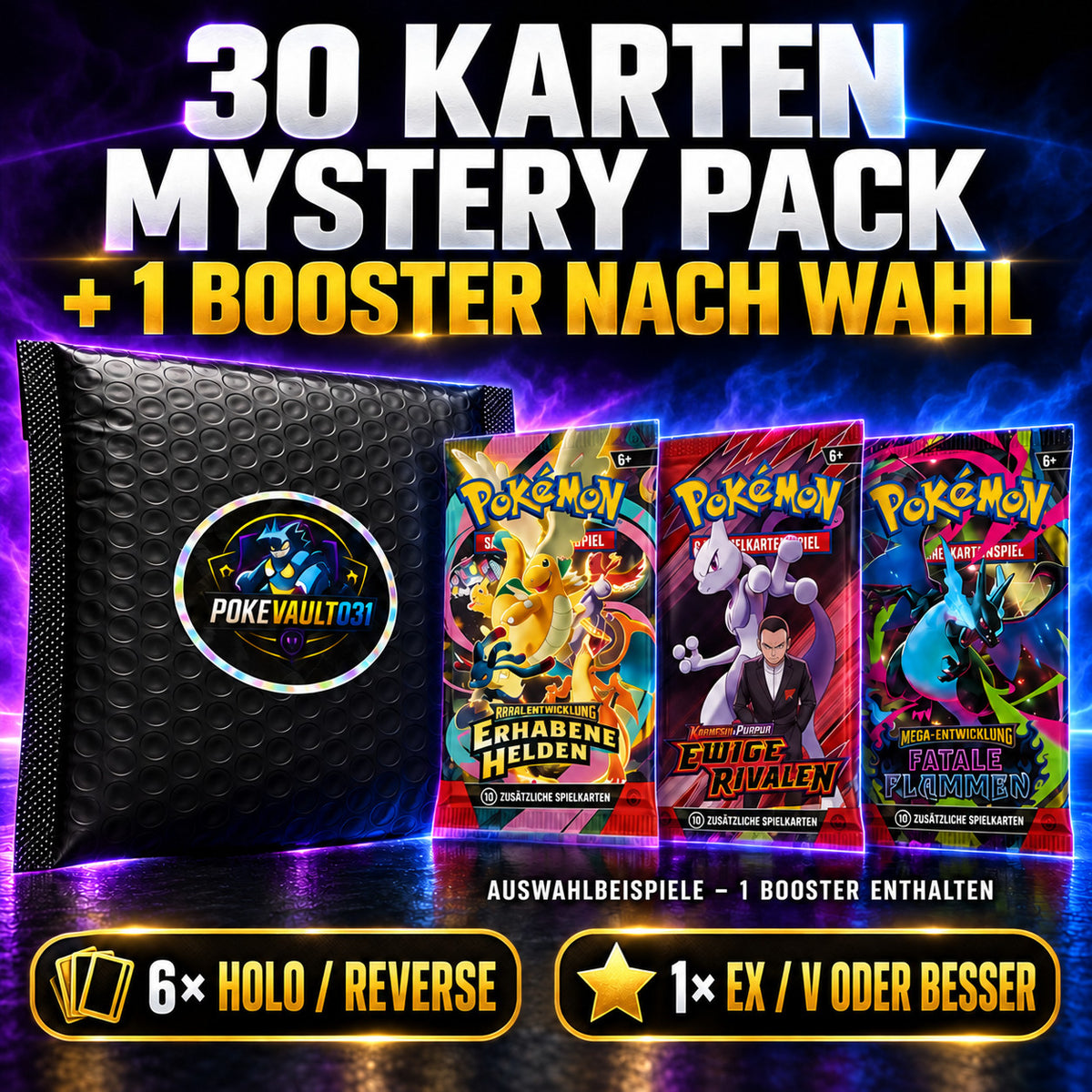 Pokémon Mystery Pack 30 Karten + 1 Booster nach Wahl